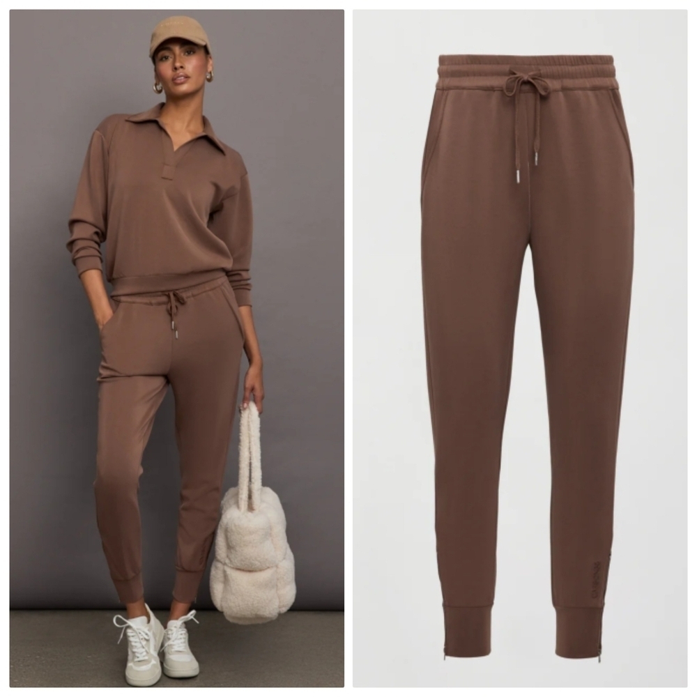 New CARBON38 Ultra Soft Logo Toffee Jogger Sweatpants Large NWT